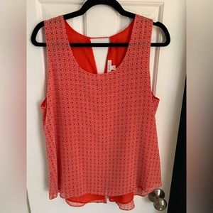 Chiffon lined dress tank top, button down back